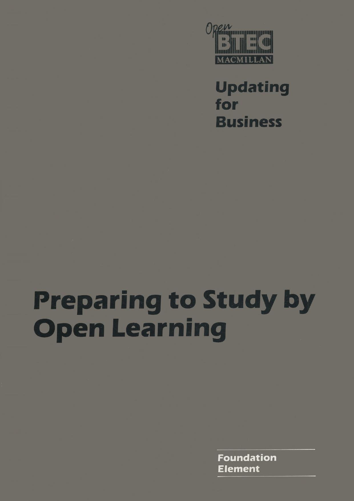 Preparing to Study by Open Learning: Foundation Element by Business and Technician Education Council (auth.)