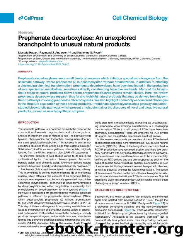 Prephenate decarboxylase: An unexplored branchpoint to unusual natural products by Mostafa Hagar & Raymond J. Andersen & Katherine S. Ryan