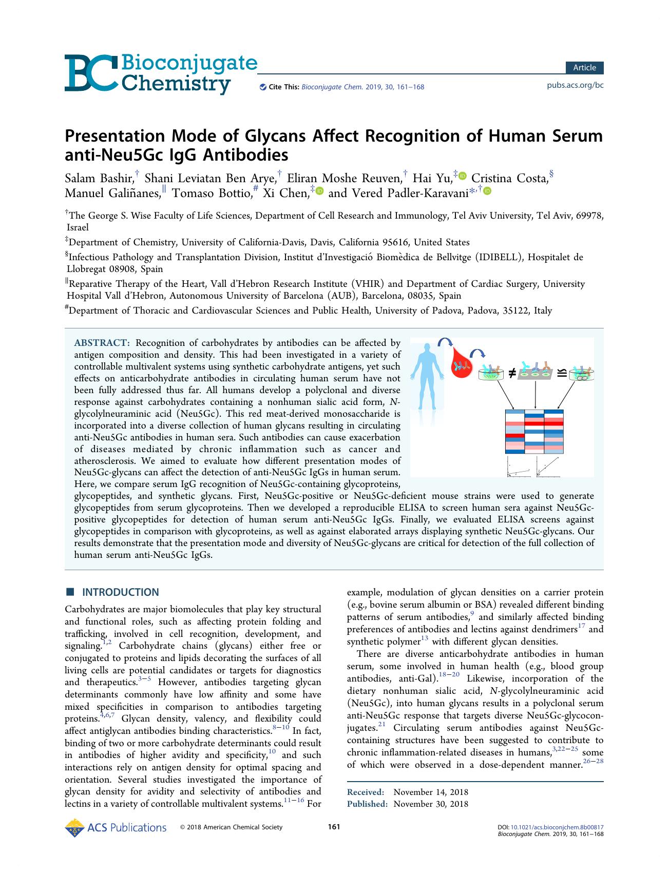 Presentation Mode of Glycans Affect Recognition of Human Serum anti-Neu5Gc IgG Antibodies by unknow