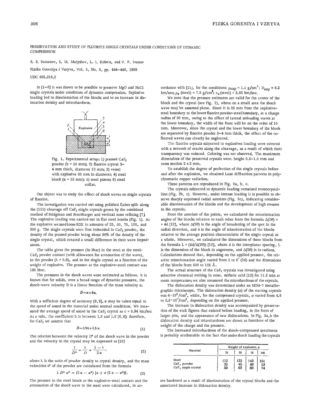 Preservation and study of fluorite single crystals under conditions of dynamic compression by Unknown