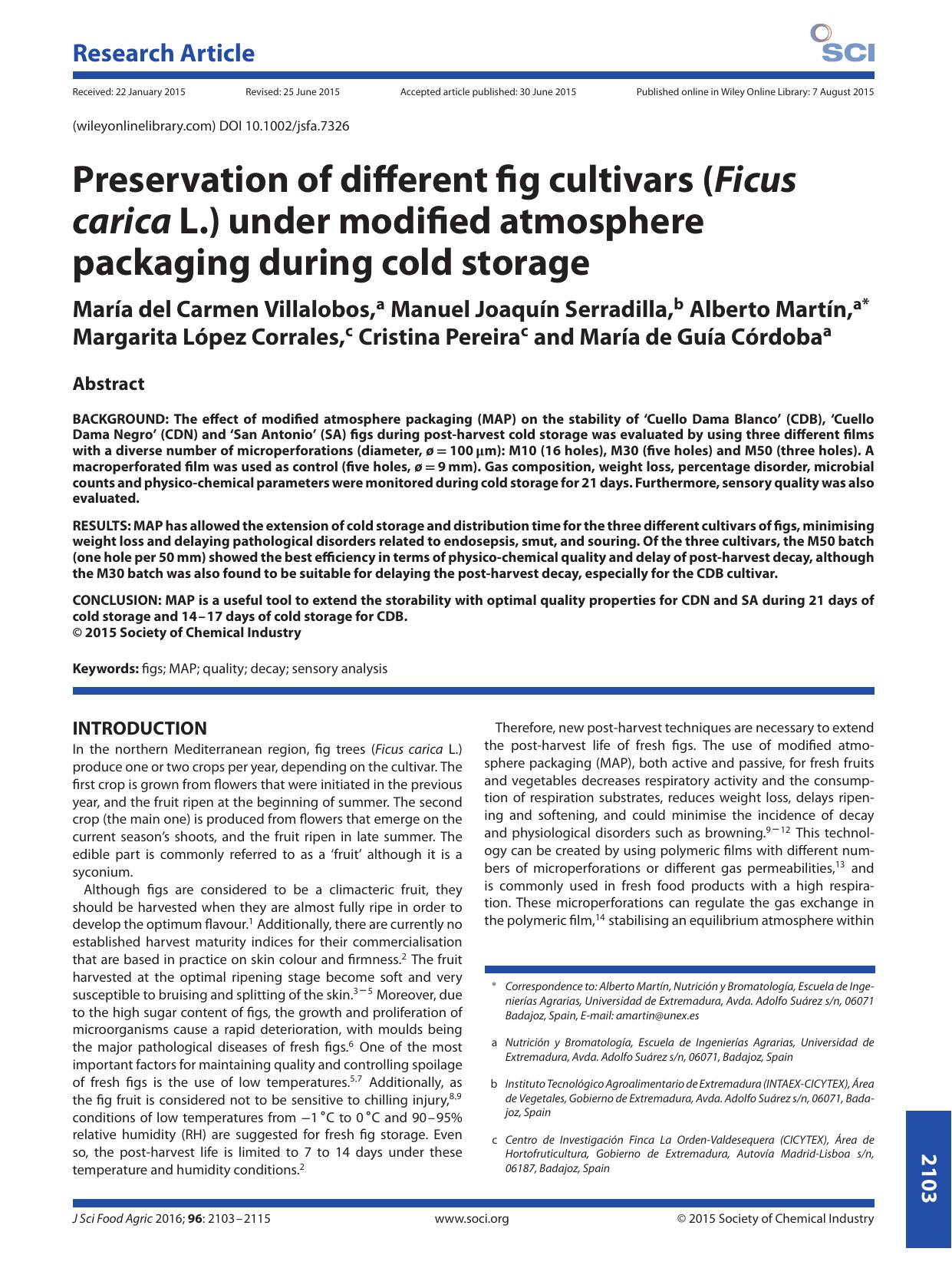 Preservation of different fig cultivars (Ficus carica L.) under modified atmosphere packaging during cold storage by Unknown