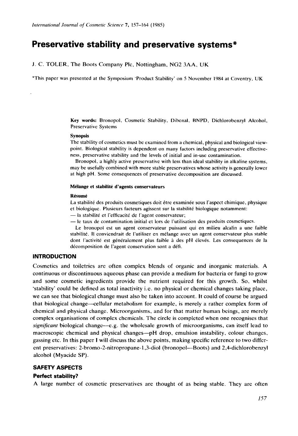 Preservative stability and preservative systems by Unknown
