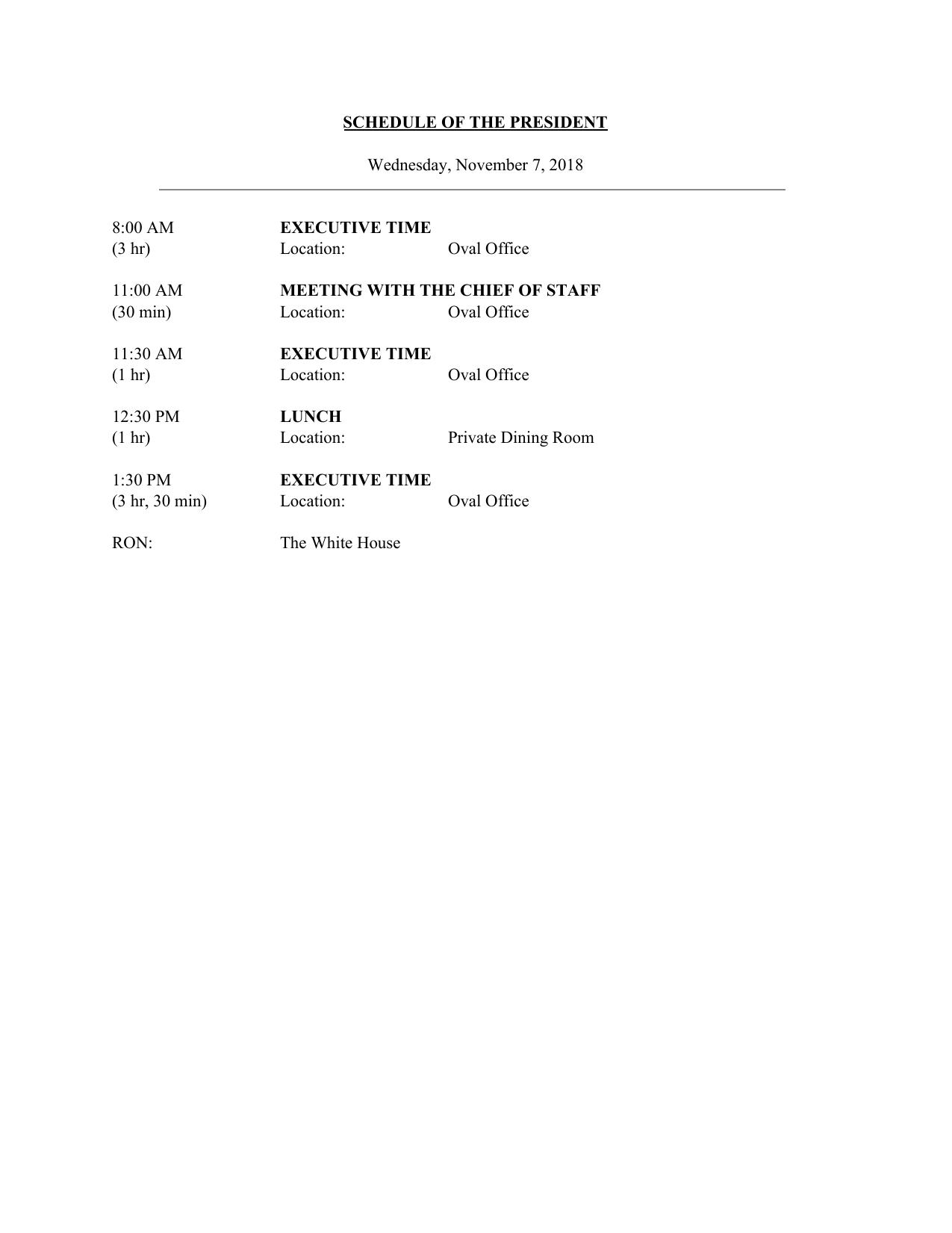 President Donald Trump Private Schedules by Unknown
