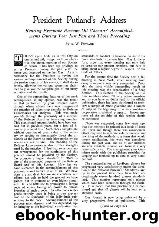 President putland&#x2019;s address by Unknown