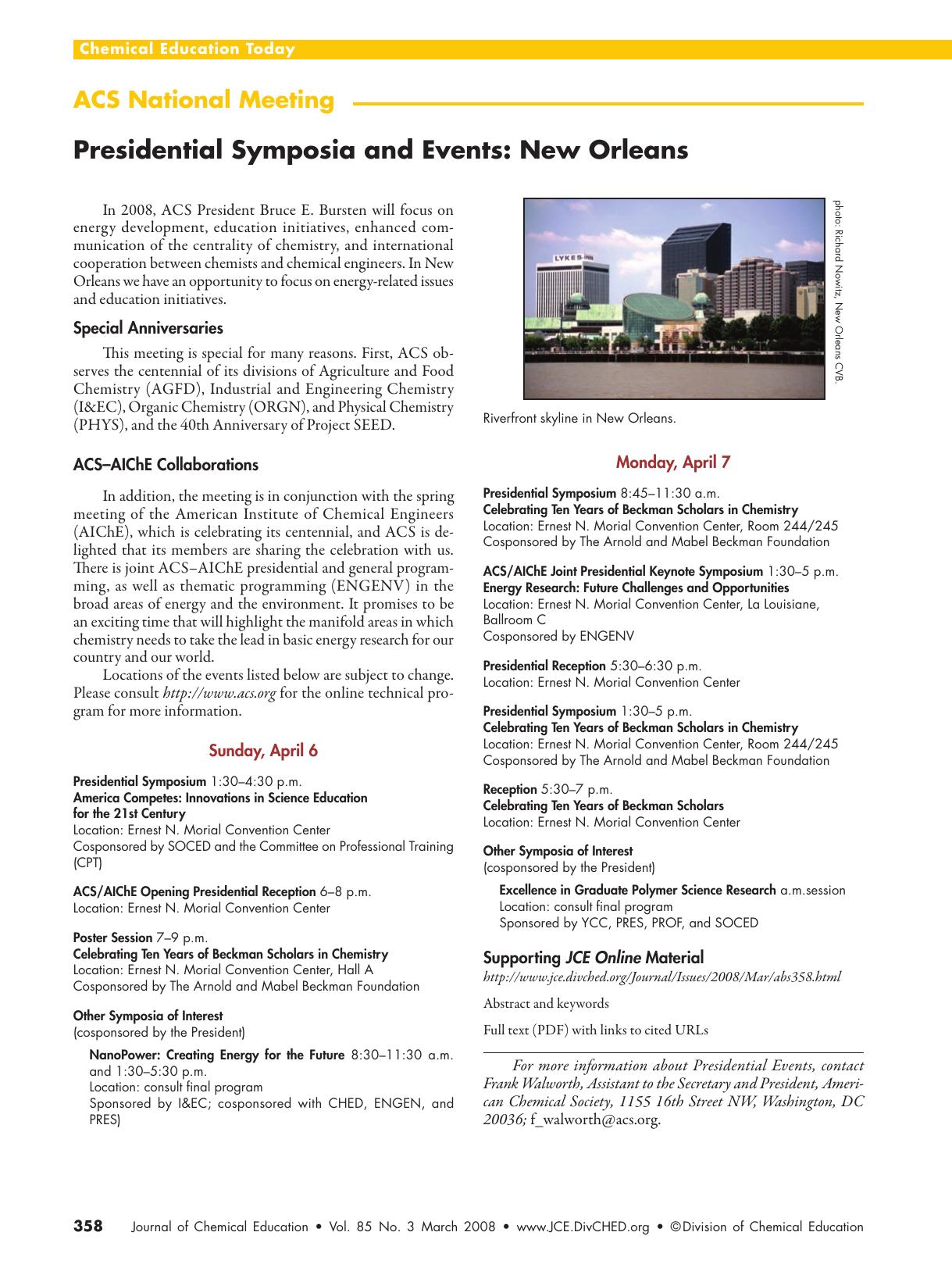 Presidential Symposia and Events: New Orleans by Frank Walworth