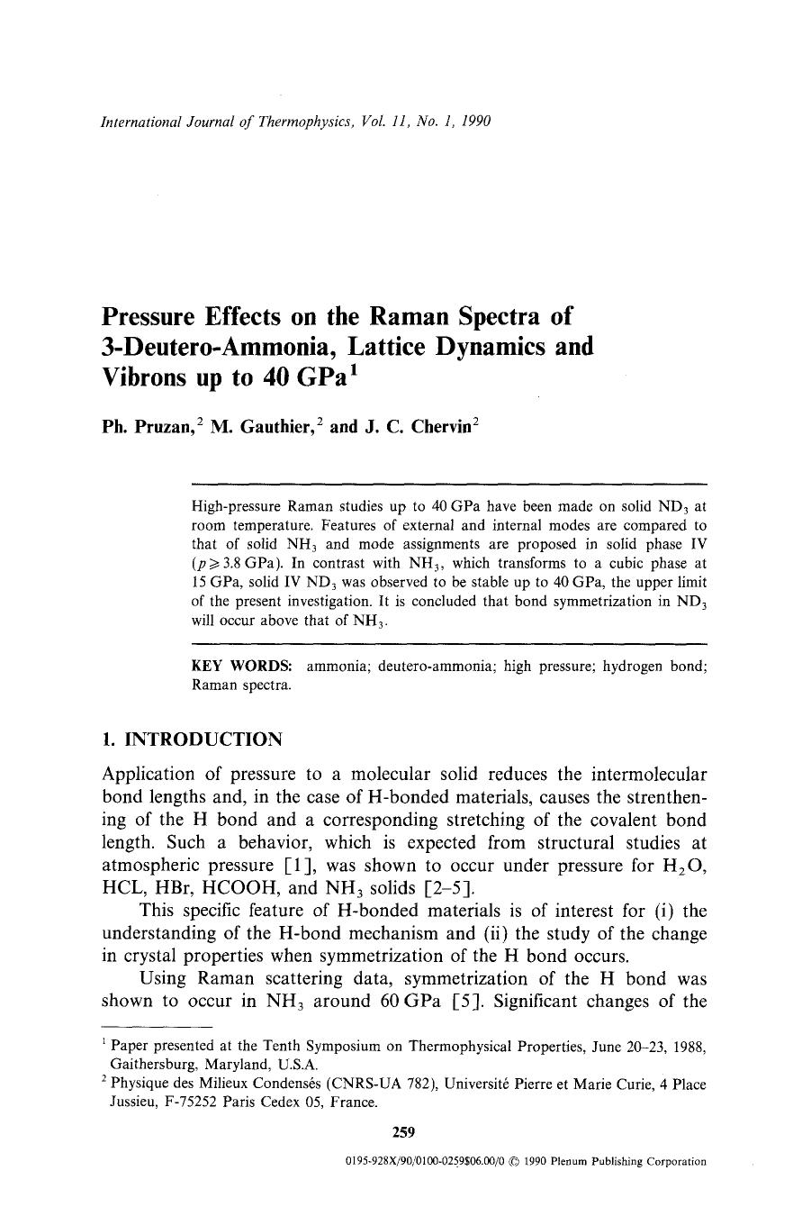 Pressure effects on the Raman spectra of 3-deutero-ammonia, lattica dynamics and vibrons up to 40 GPa by Unknown
