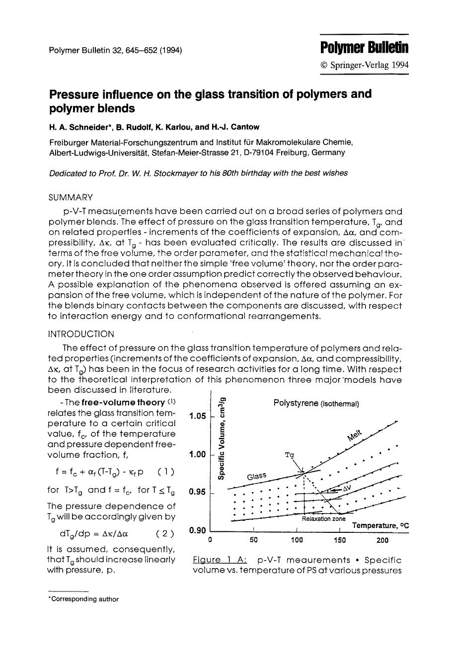 Pressure influence on the glass transition of polymers and polymer blends by Unknown