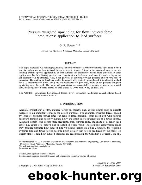Pressure weighted upwinding for flow induced force predictions: application to iced surfaces by Unknown