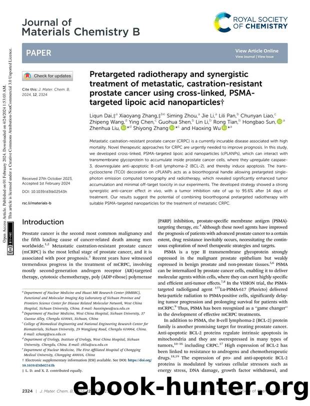 Pretargeted radiotherapy and synergistic treatment of metastatic, castration-resistant prostate cancer using cross-linked, PSMA-targeted lipoic acid nanoparticles by unknow