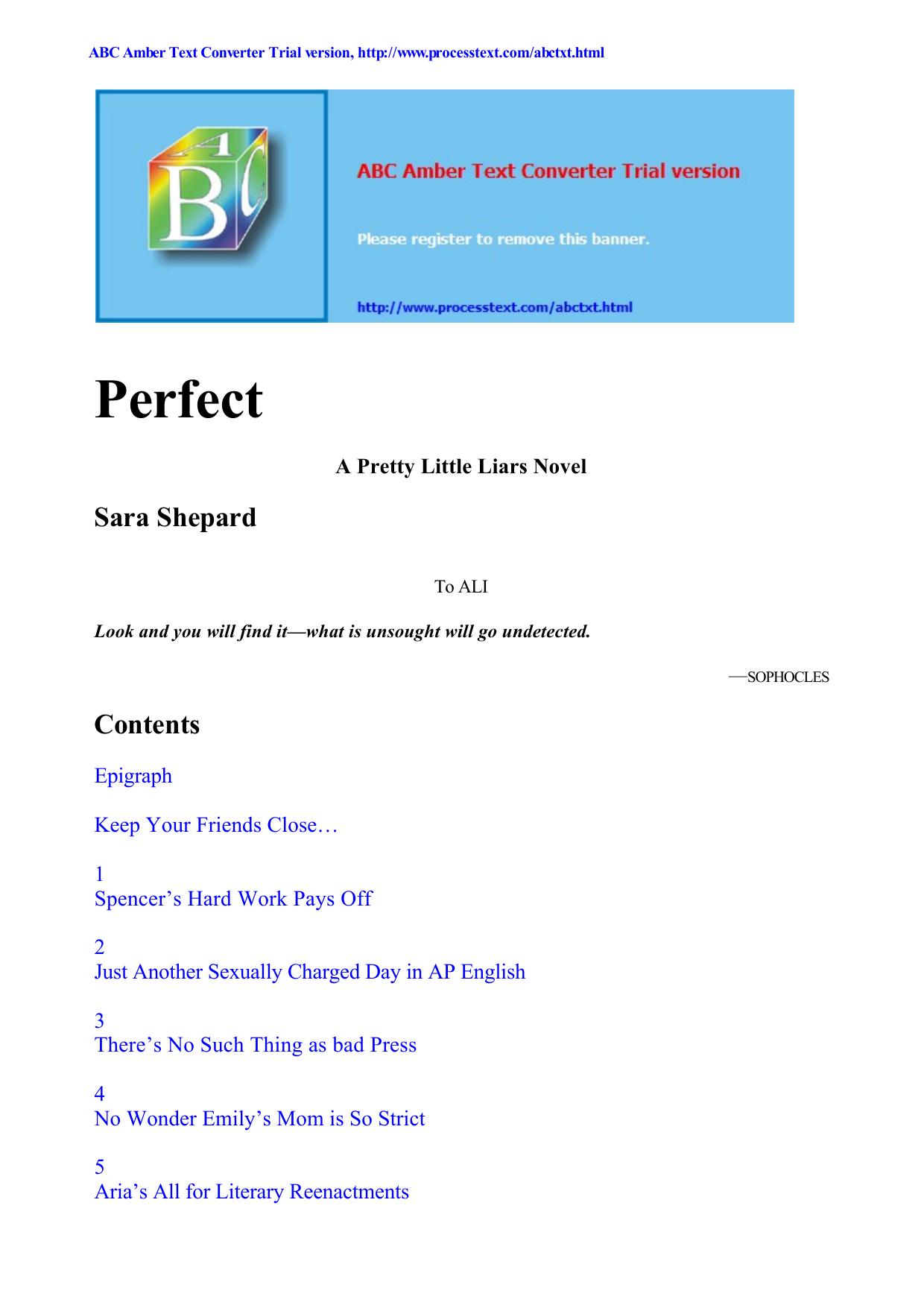 Pretty Little Liars #3: Perfect by Sara Shepard