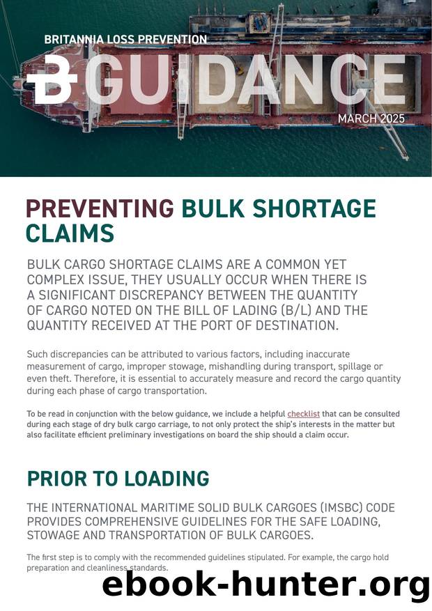 Preventing Bulk Shortage Claims by Britannia P&&I