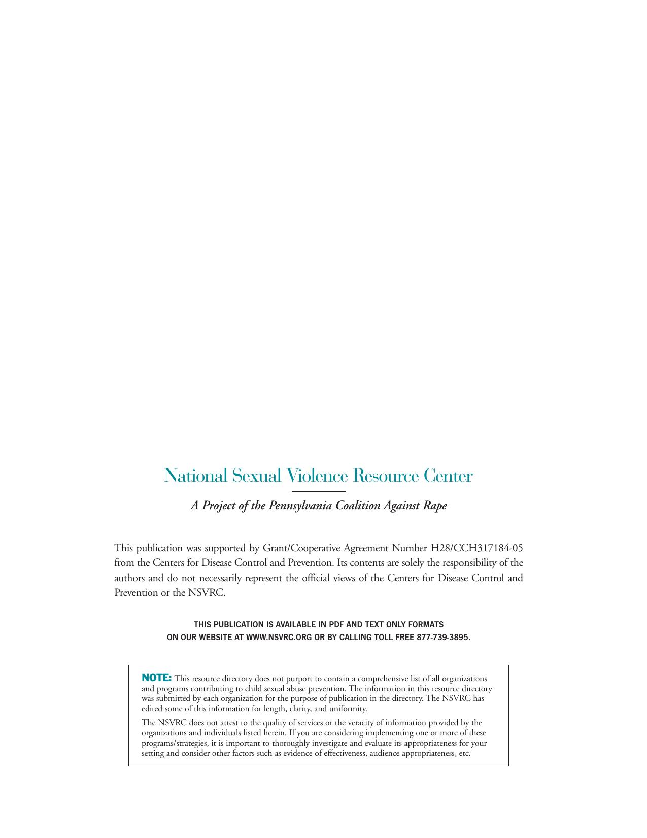 Preventing Child Sexual Abuse; A National Resource Directory and Handbook (2000) by Unknown