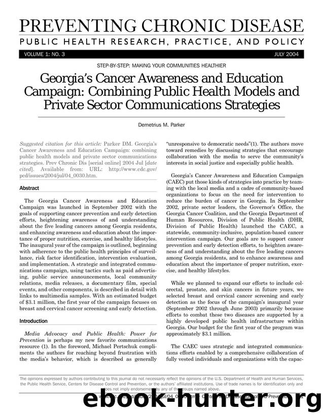 Preventing Chronic Disease by Demetrius M. Parker for CDC
