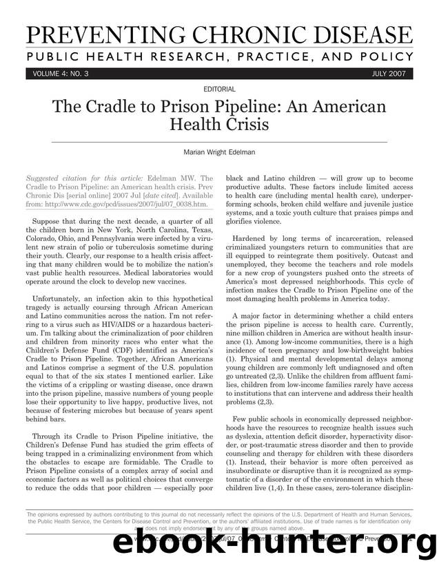 Preventing Chronic Disease by Marian Wright Edelman for CDC