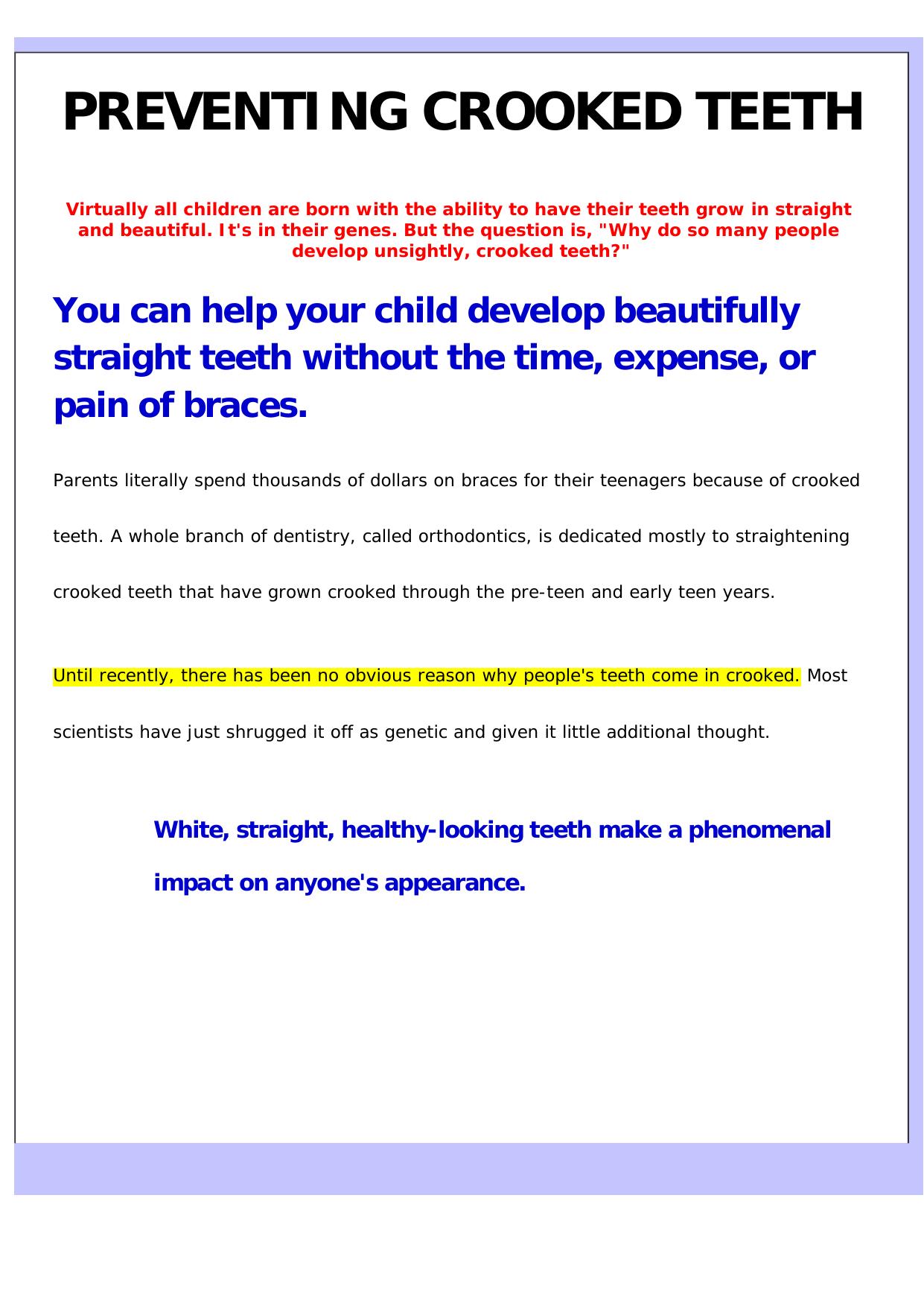 Preventing Crooked Teeth. by Best of Kuszter's Collection
