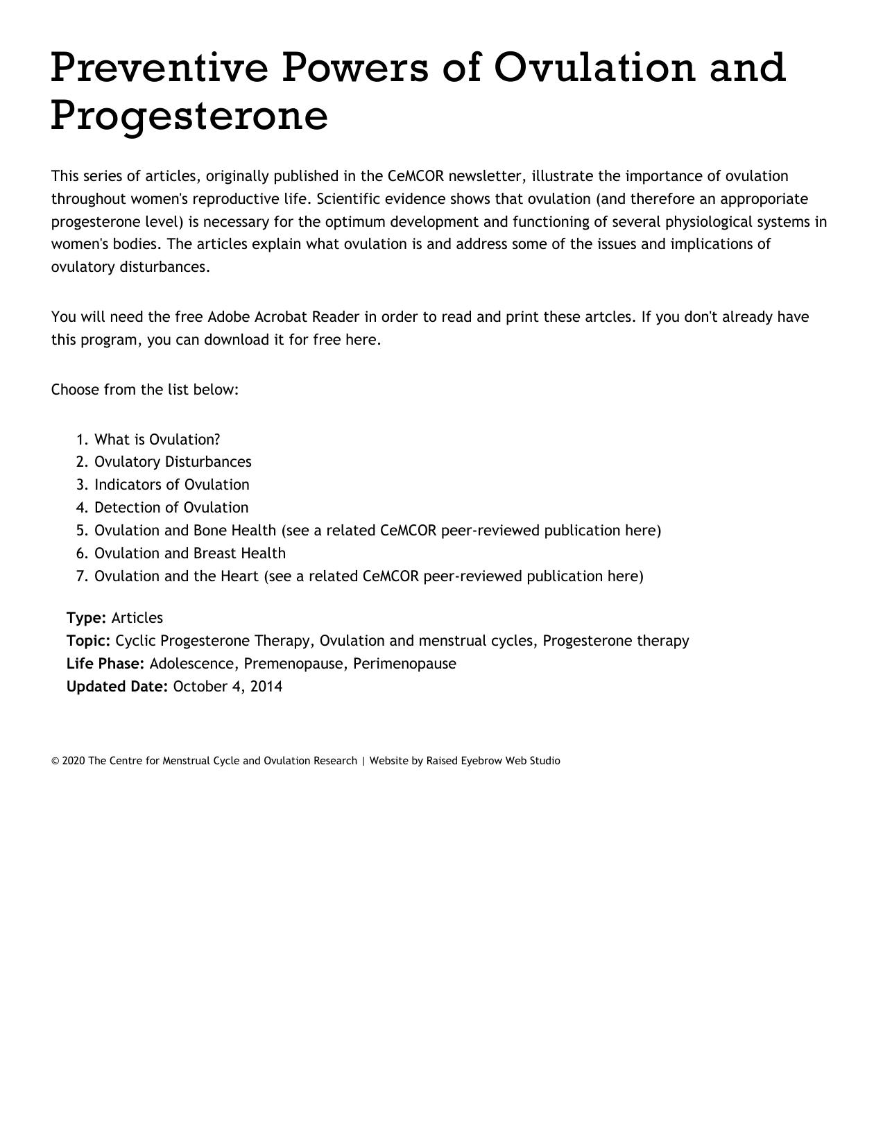 Preventive Powers of Ovulation and Progesterone by Jerilynn C. Prior