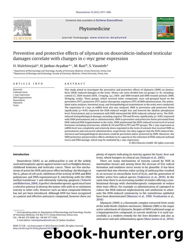 Preventive and protective effects of silymarin on doxorubicin-induced testicular damages correlate with changes in c-myc gene expression by H. Malekinejad