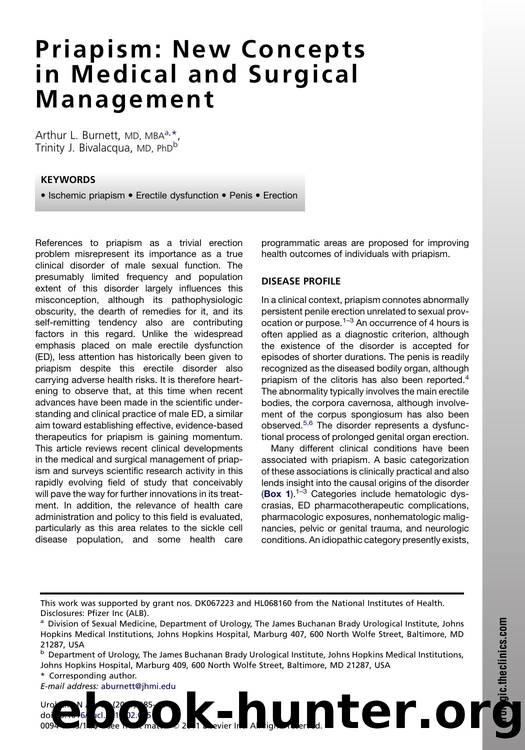Priapism: New Concepts in Medical and Surgical Management by Arthur L. Burnett MD MBA & Trinity J. Bivalacqua MD PhD