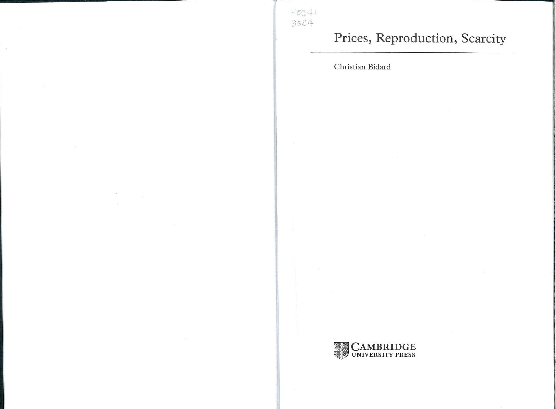Prices, reproduction, scarcity by Christian Bidard