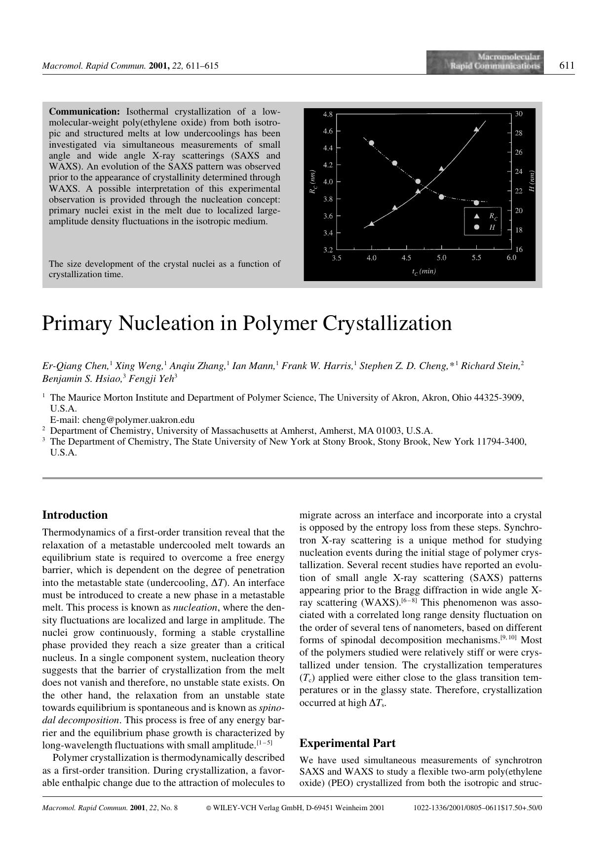 Primary Nucleation in Polymer Crystallization by Unknown