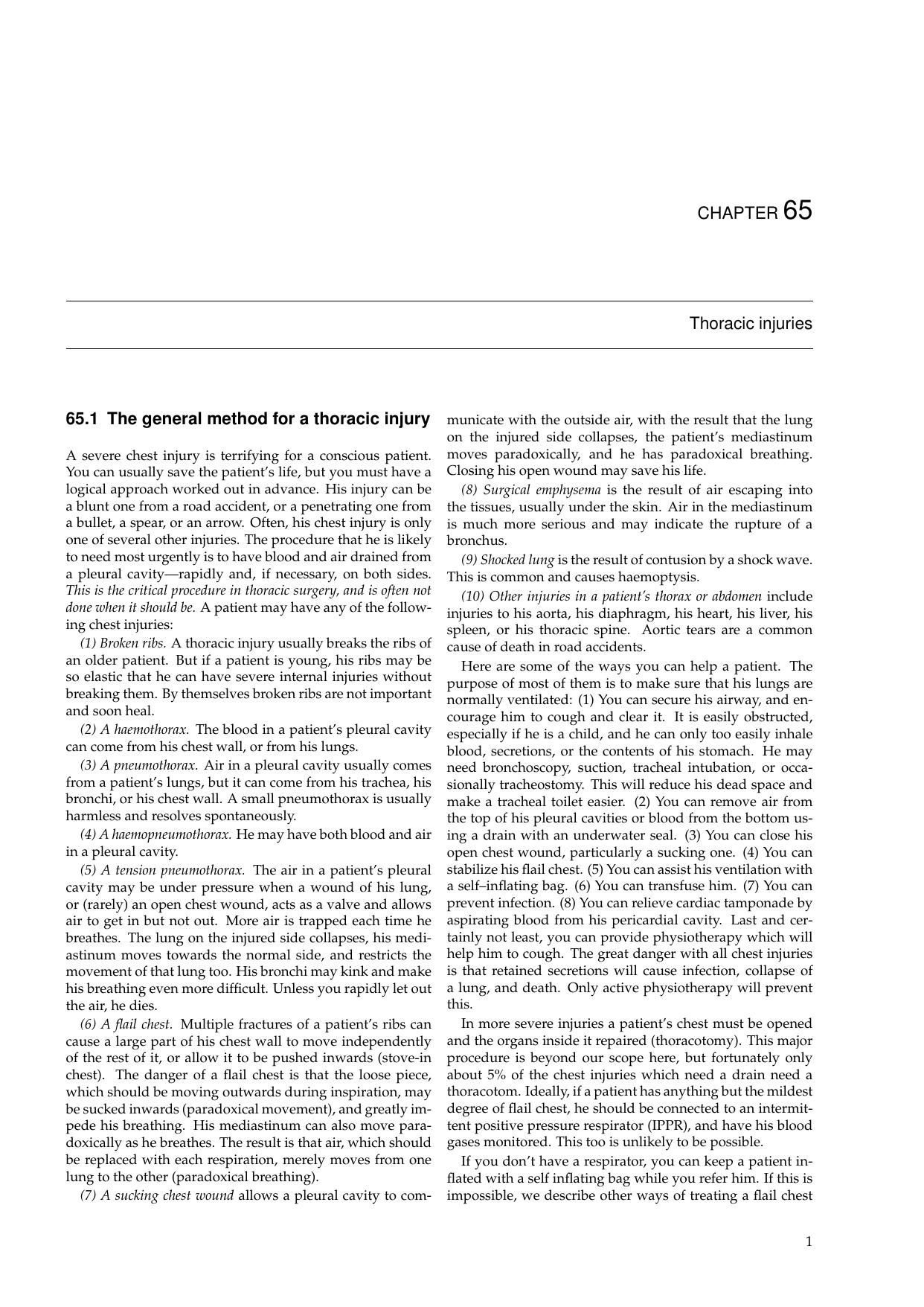 Primary Surgery, Chapter 65 - Thoracic injuries by Thomas Egglseder