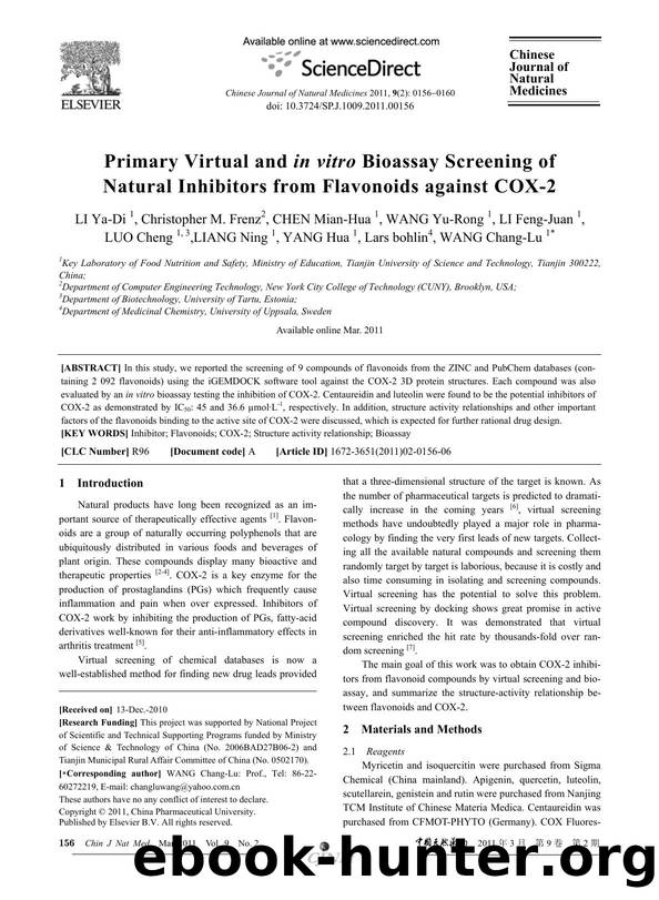 Primary Virtual and in vitro Bioassay Screening of Natural Inhibitors from Flavonoids against COX-2 by unknow