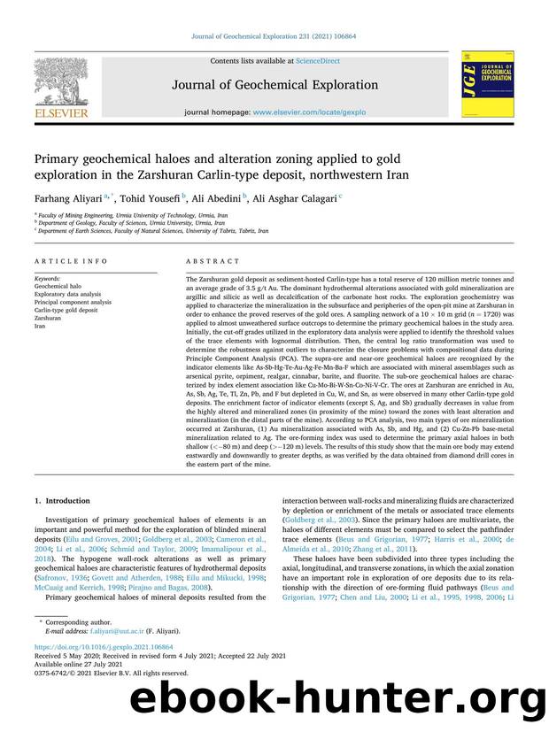 Primary geochemical haloes and alteration zoning applied to gold exploration in the Zarshuran Carlin-type deposit, northwestern Iran by Farhang Aliyari & Tohid Yousefi & Ali Abedini & Ali Asghar Calagari