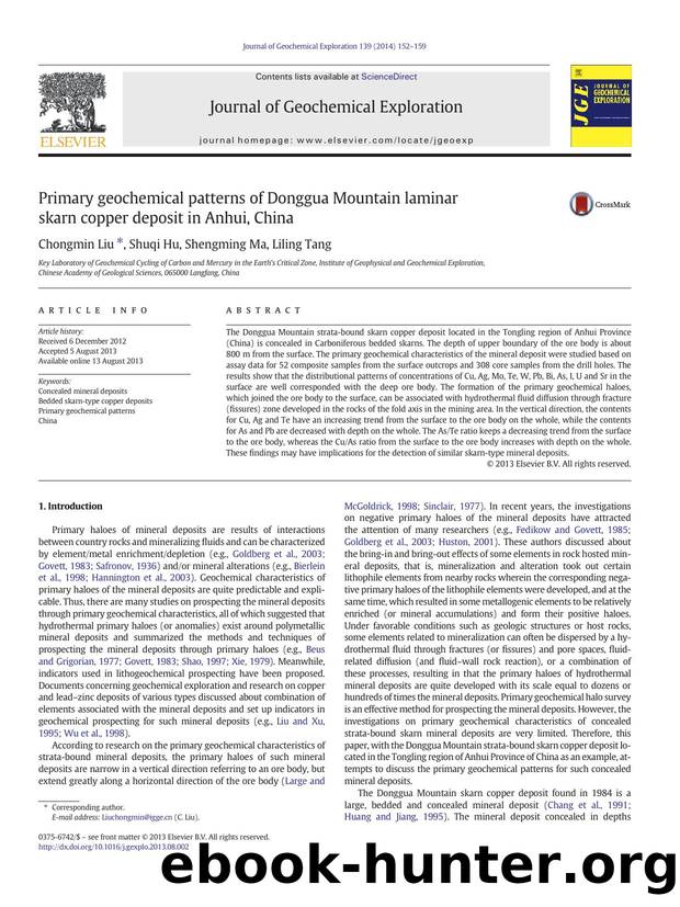 Primary geochemical patterns of Donggua Mountain laminar skarn copper deposit in Anhui, China by Chongmin Liu & Shuqi Hu & Shengming Ma & Liling Tang