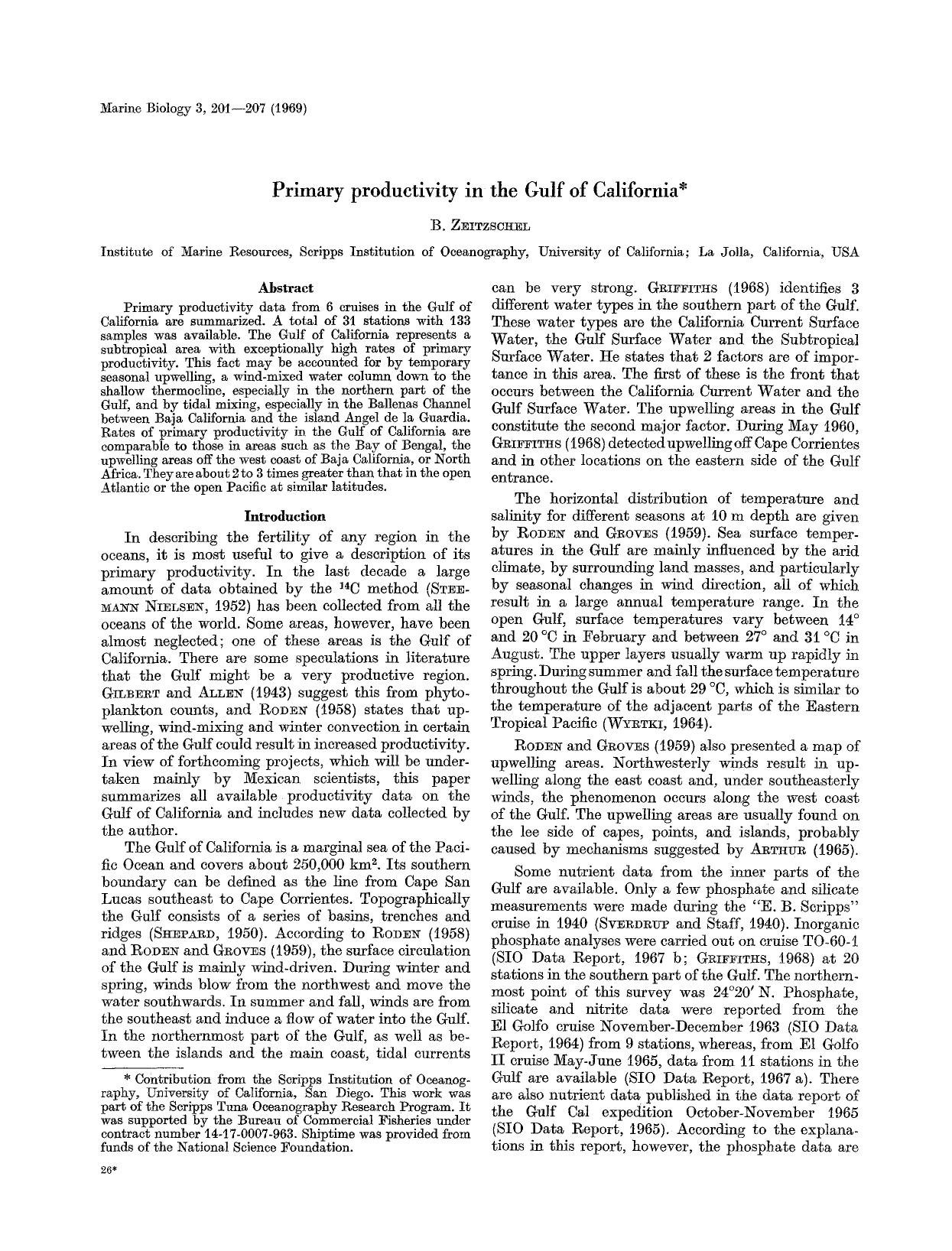 Primary productivity in the Gulf of California by Unknown