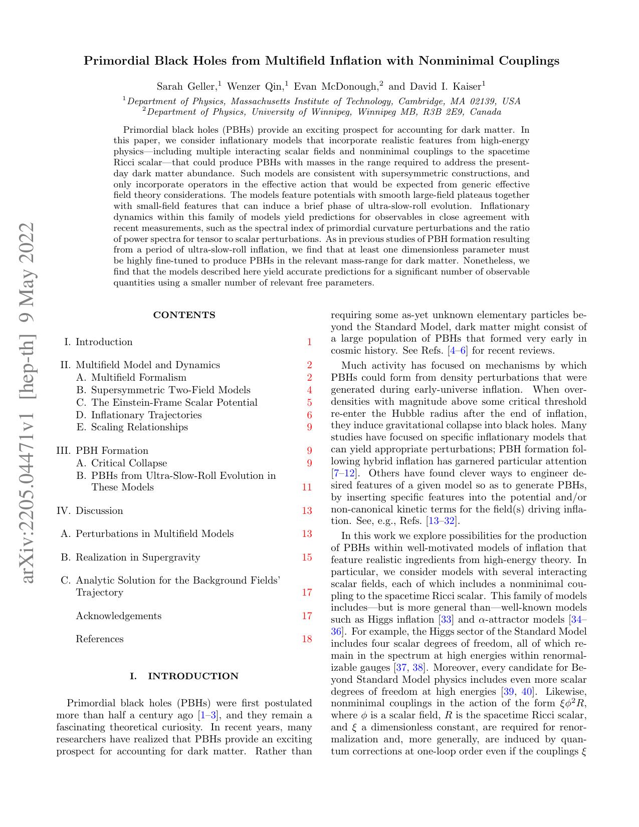 Primordial Black Holes from Multifield Inflation (2022) by Unknown