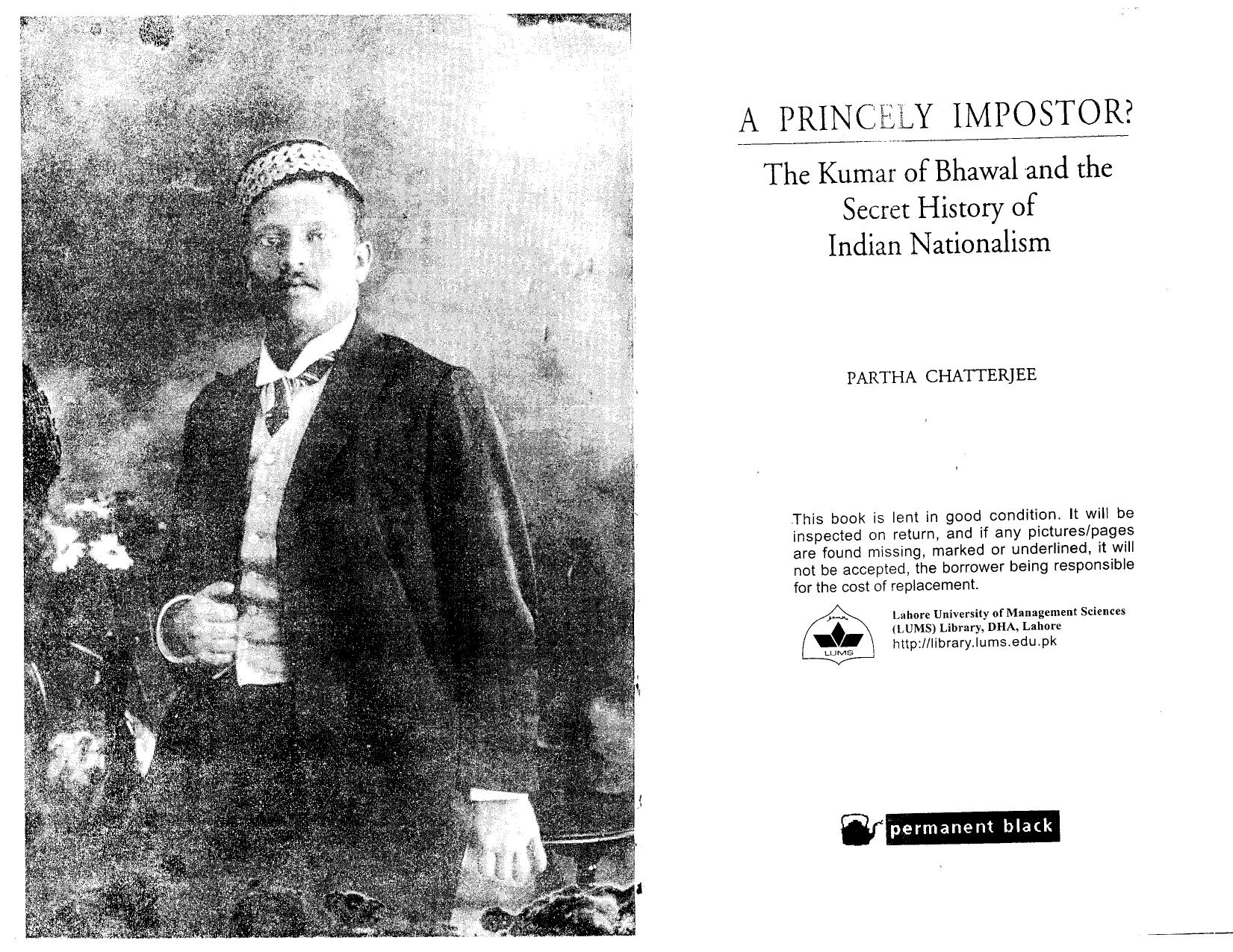 Princely Impostor? The Kumar of Bhawal and the Secret History of Indian Nationalism by Partha Chatterjee