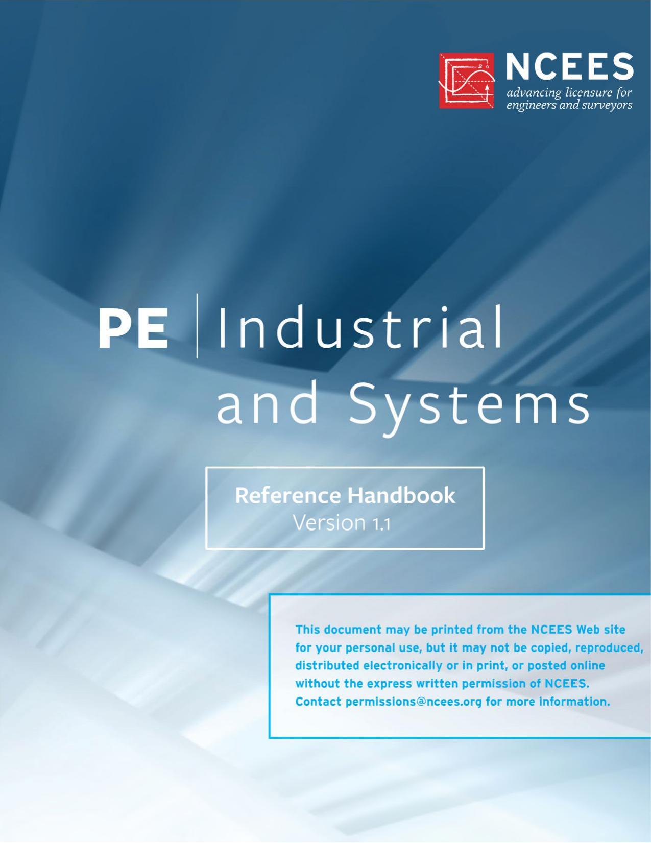 Principles and Practice of Engineering PE Industrial and Systems Reference Handbook by National Council of Examiners for Engineering and Surveying (NCEES)