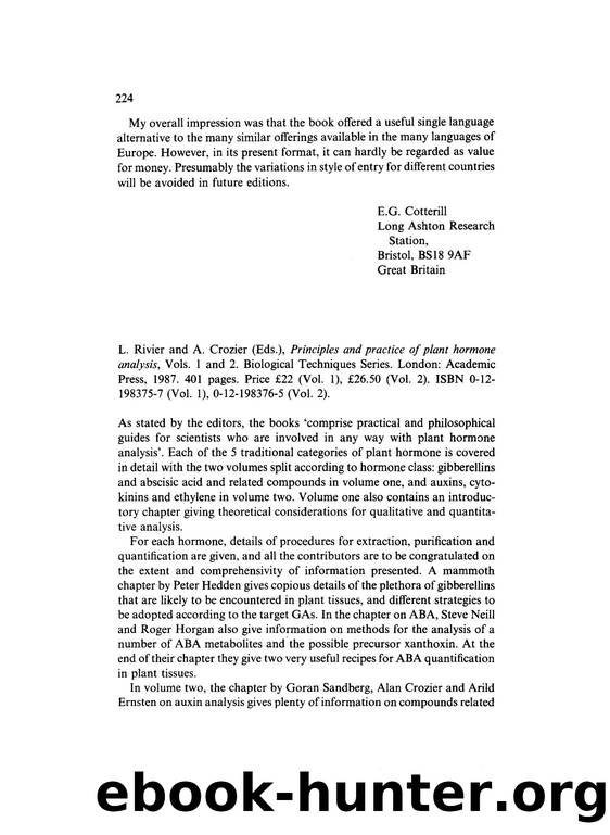 Principles and practice of plant hormone analysis by Unknown