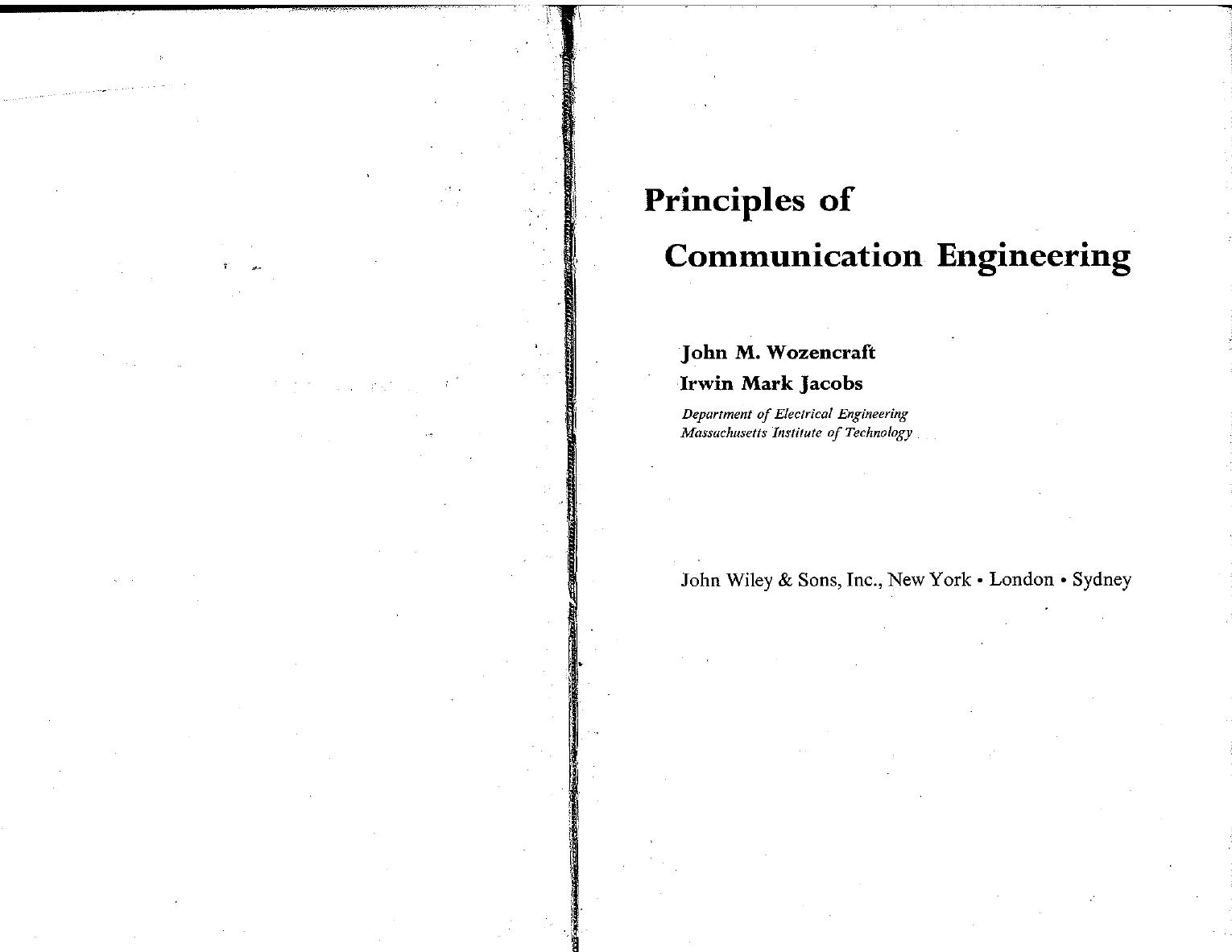 Principles of Communication Engineering by J.M. Wozencraft I.M. Jacobs