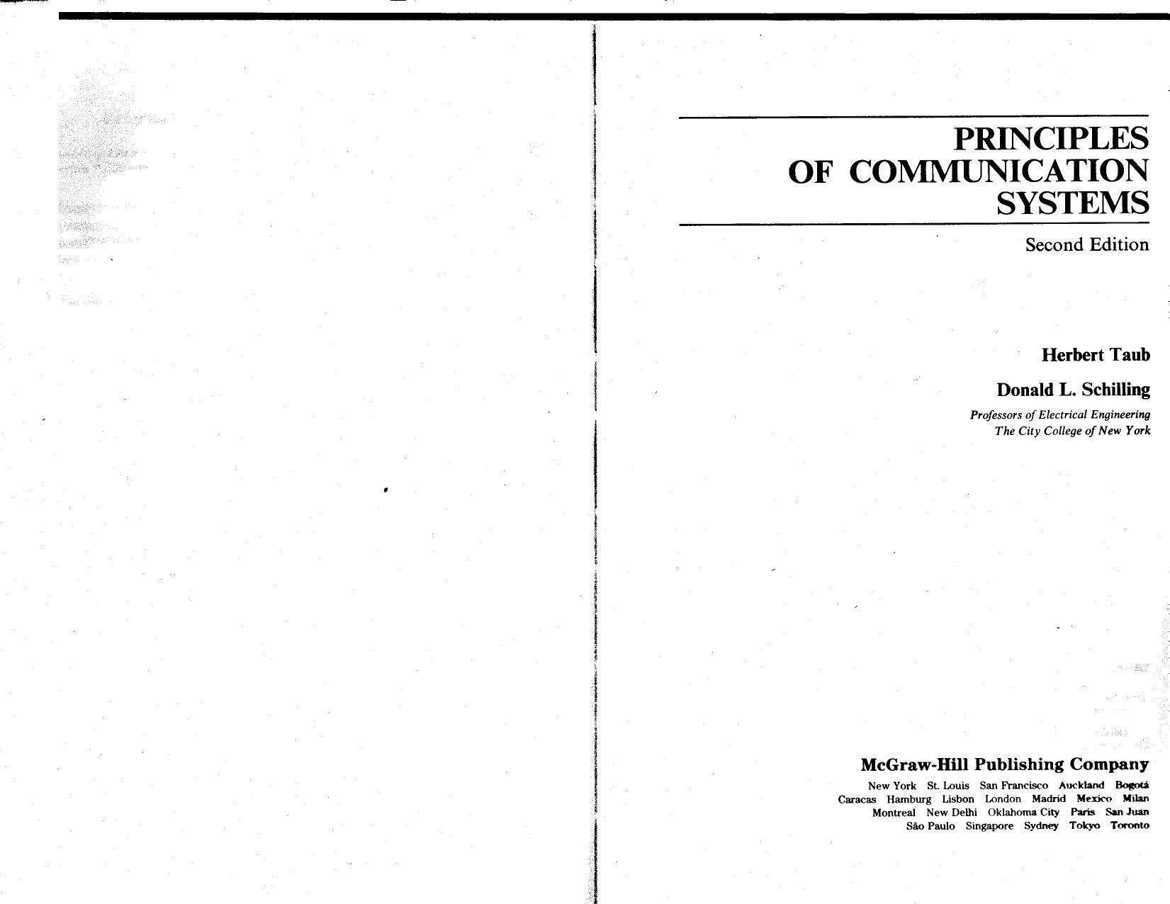 Principles of Communication Systems, 2nd edition by Herbert Taub Donald L. Schilling