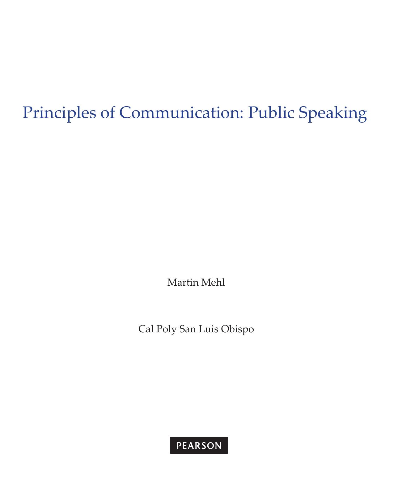 Principles of Communication: Public Speaking by Unknow