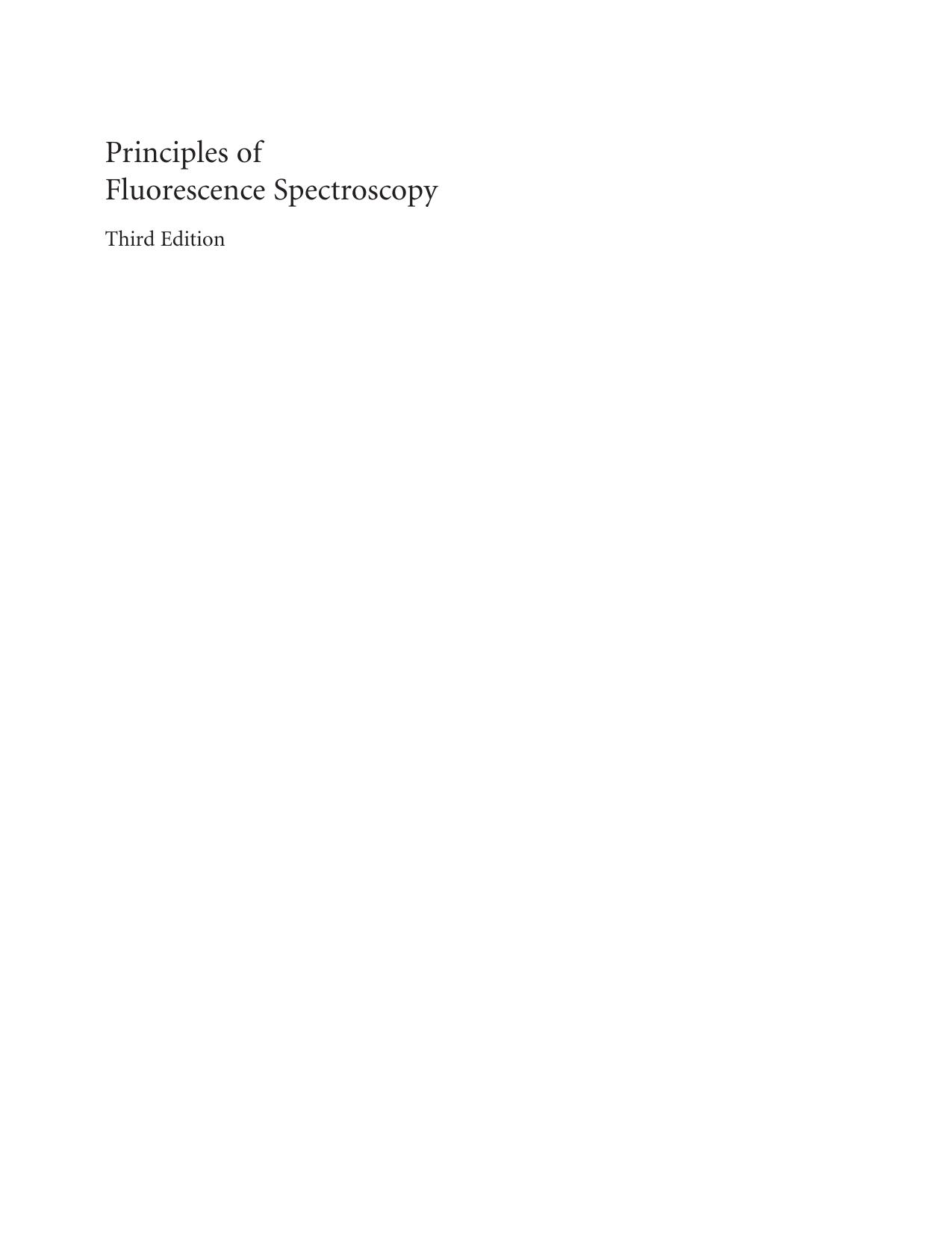Principles of Fluorescence Spectroscopy by Unknown