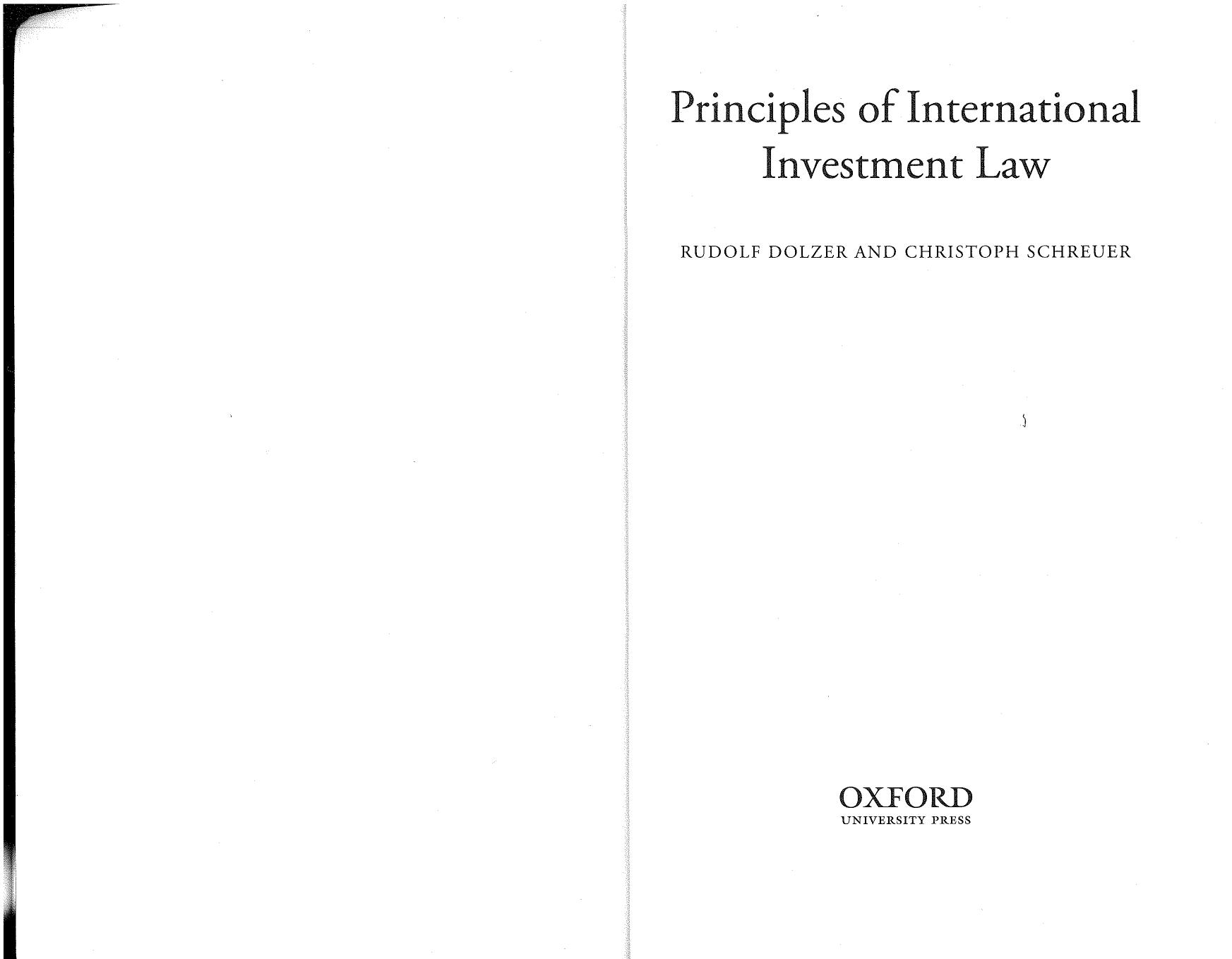 Principles of International Investment Law by Dolzer R. Schreuer C