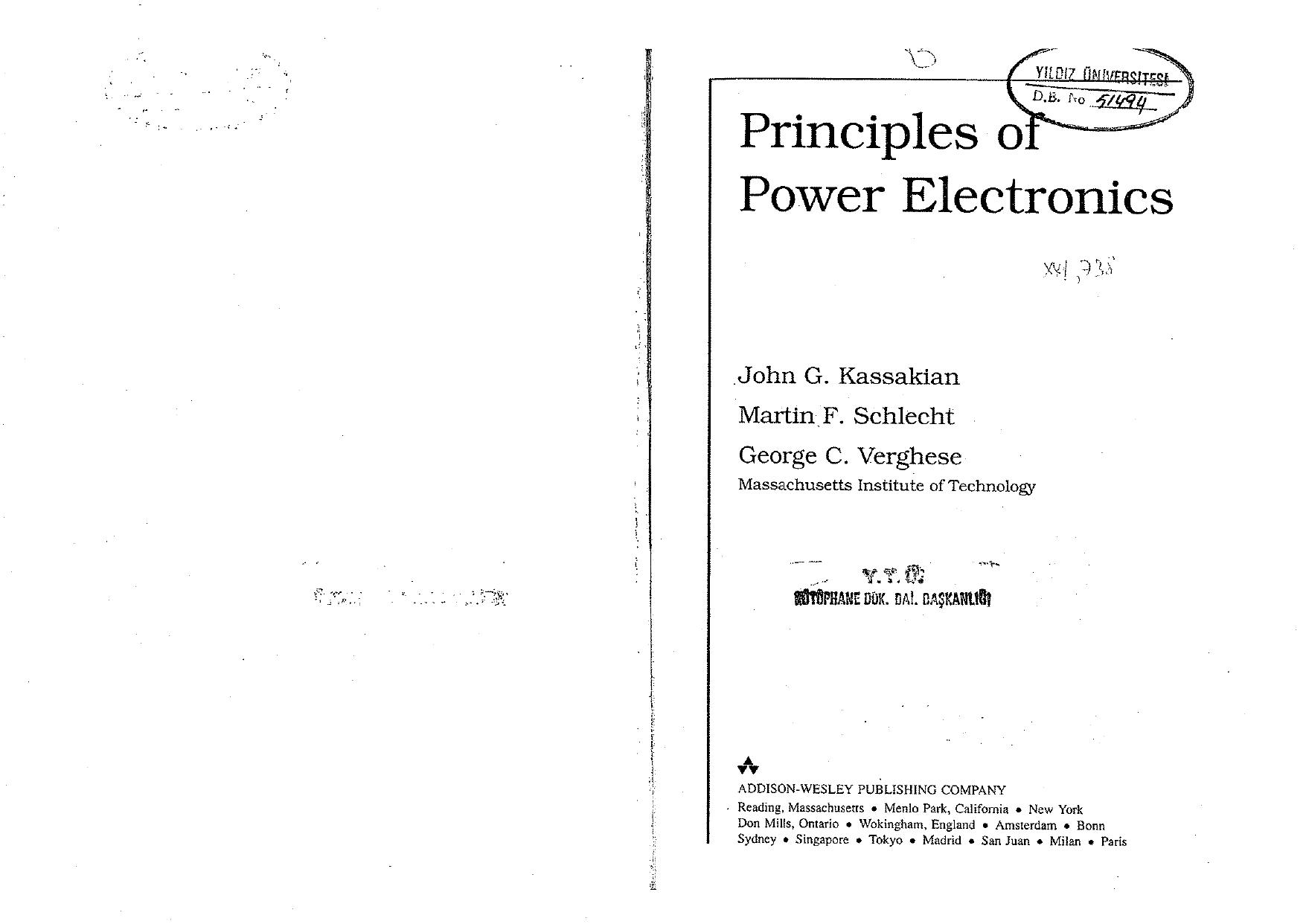 Principles of Power Electronics by J. Kassakian M. Schlecht G. Verghese