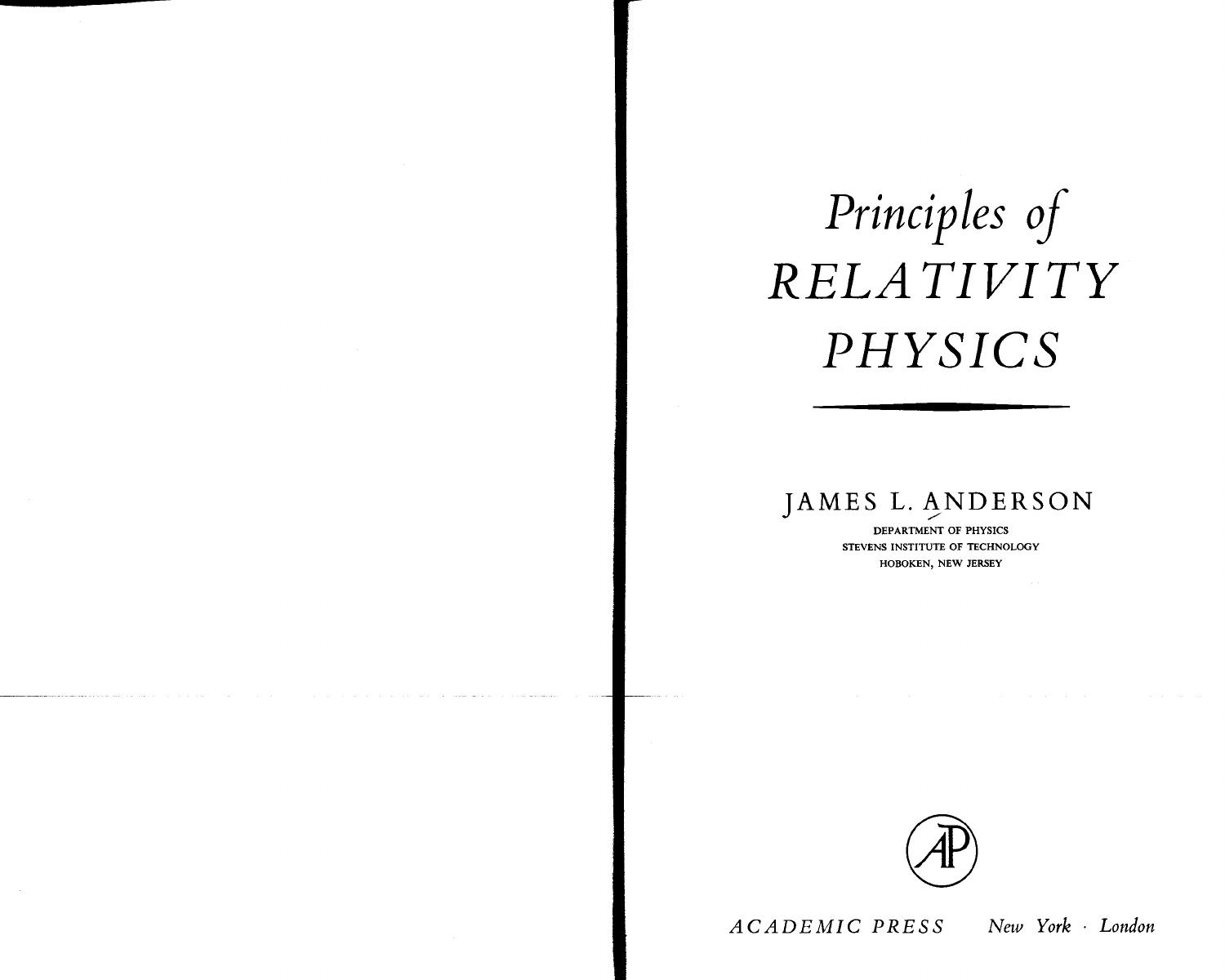 Principles of Relativity Physics [Anderson] by Unknown
