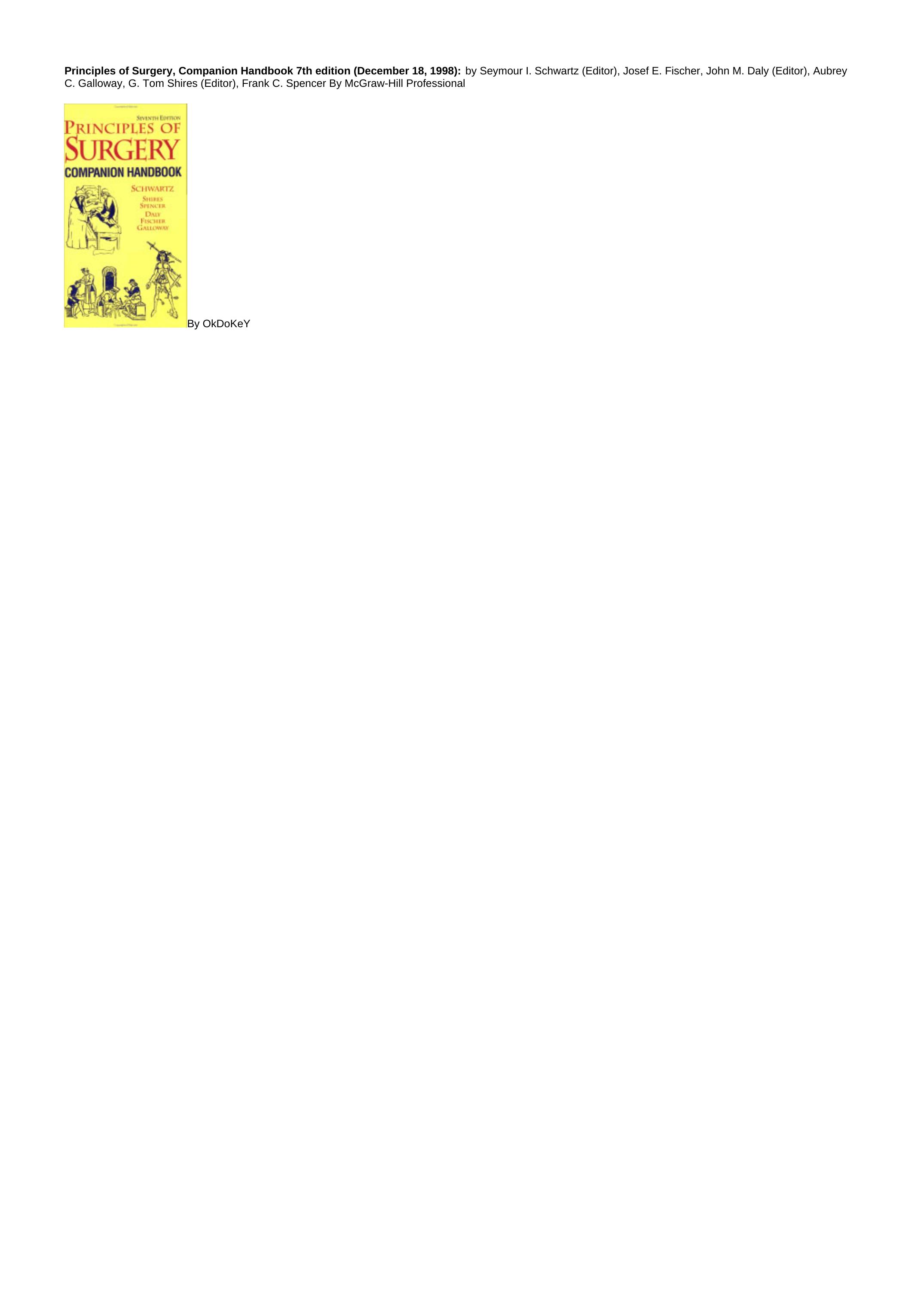 Principles of Surgery Companion Handbook by unknow