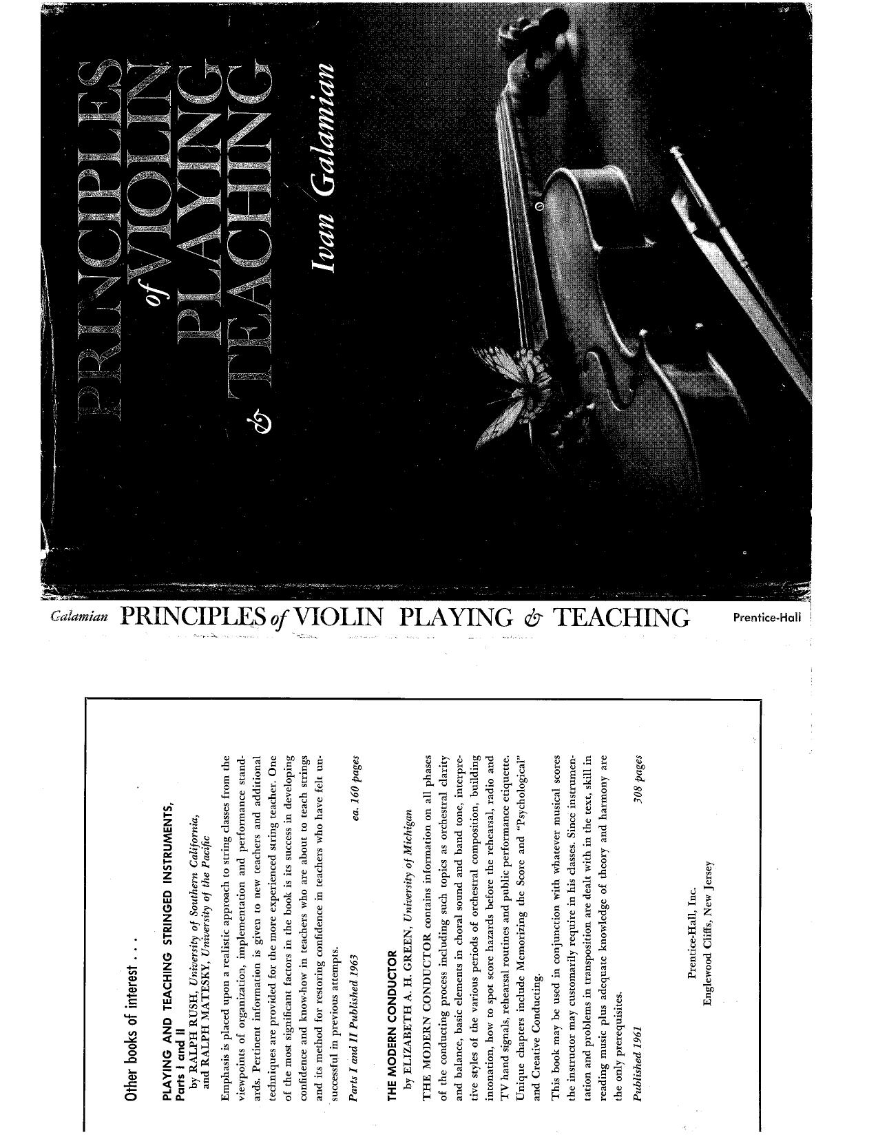 Principles of Violin Playing and Teaching by Ivan Galamian