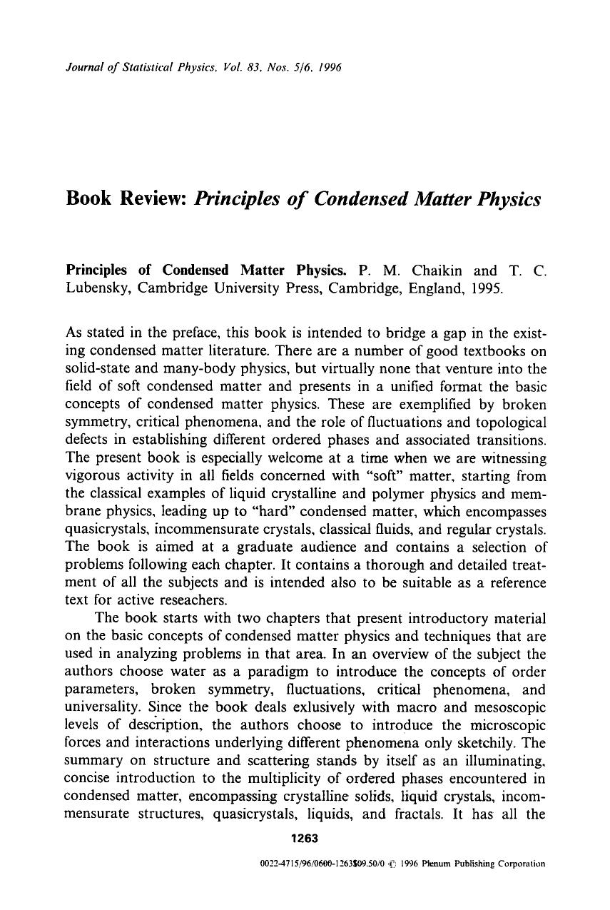 Principles of condensed matter physics by Unknown