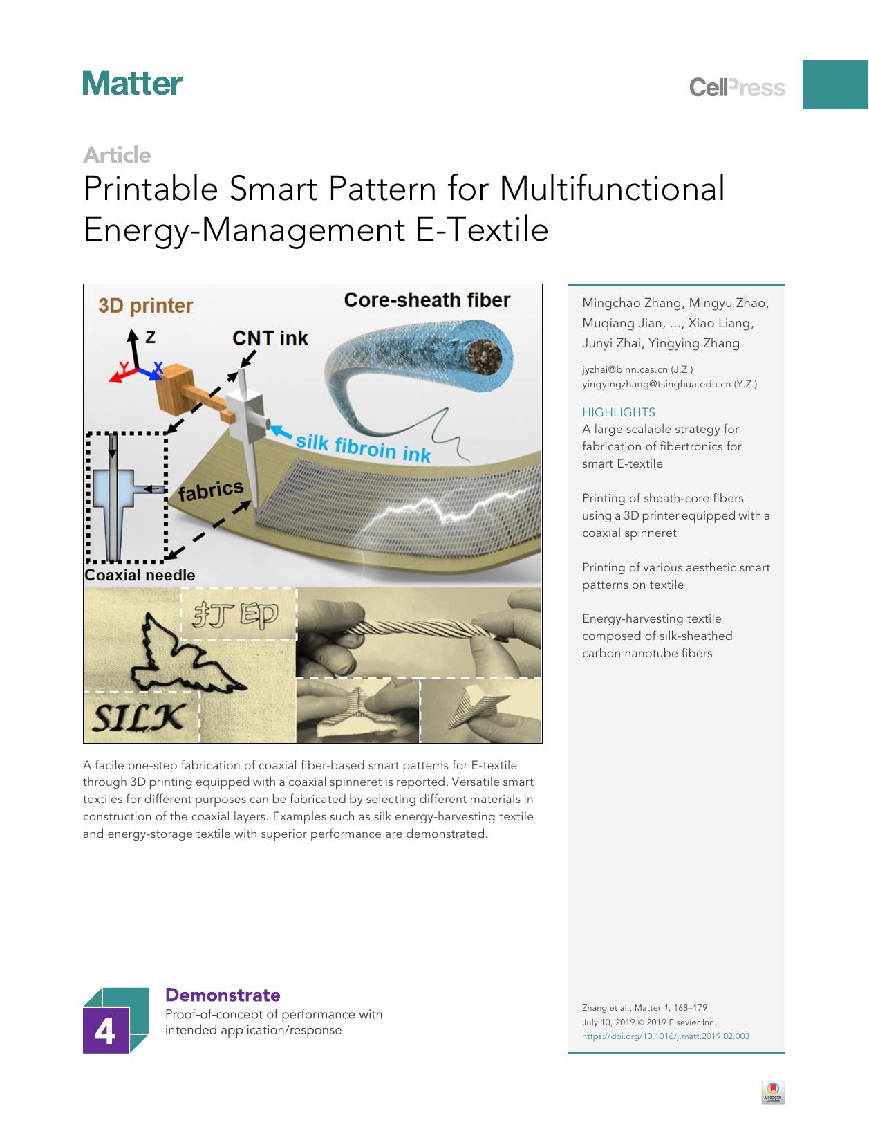 Printable Smart Pattern for Multifunctional Energy-Management E-Textile by unknow