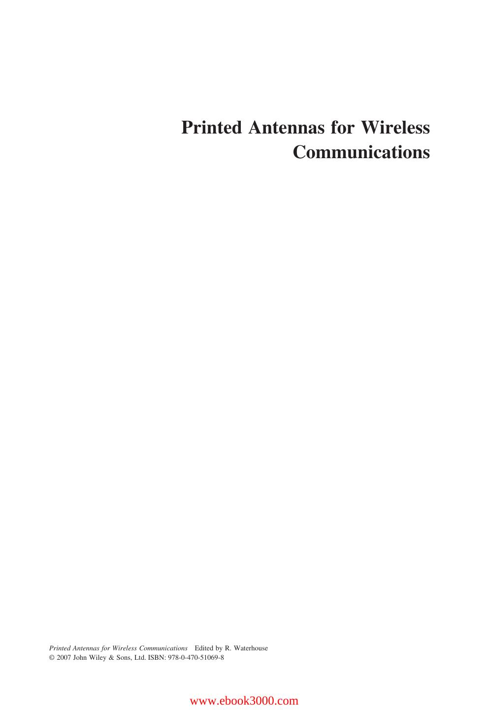 Printed Antennas for Wireless Communications by Unknow