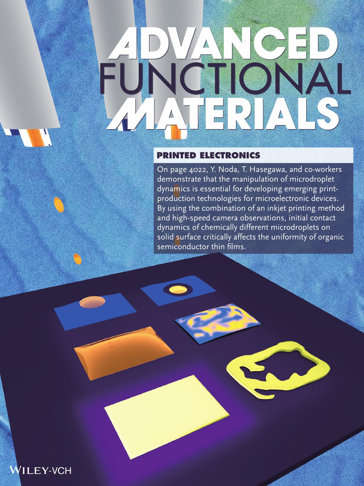 Printed Electronics: Underlying Mechanism of Inkjet Printing of Uniform Organic Semiconductor Films Through Antisolvent Crystallization (Adv. Funct. Mater. 26&#x0002F;2015) by Unknown