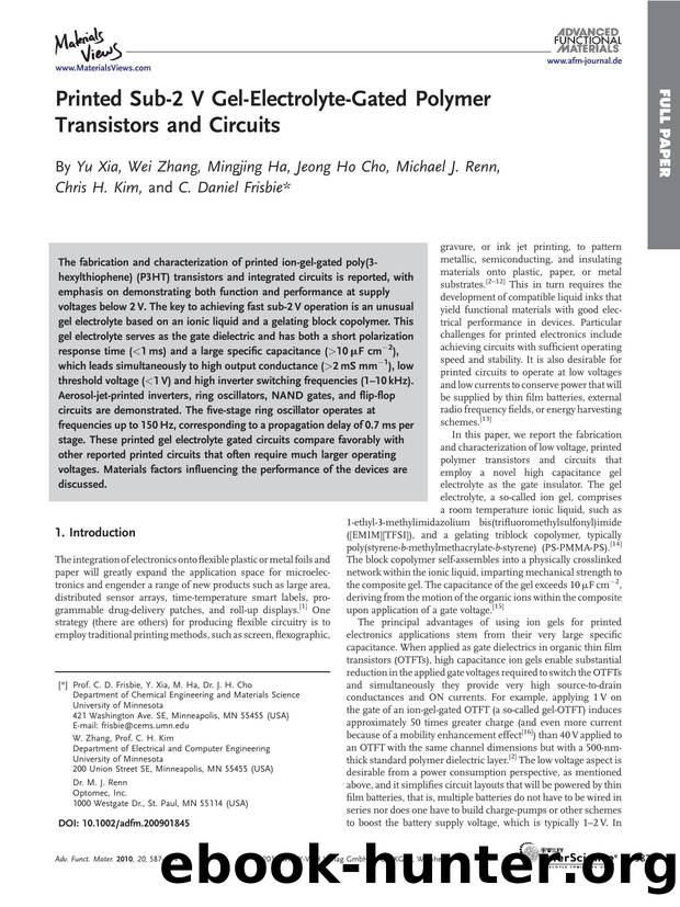 Printed Sub-2 V Gel-Electrolyte-Gated Polymer Transistors and Circuits by Unknown