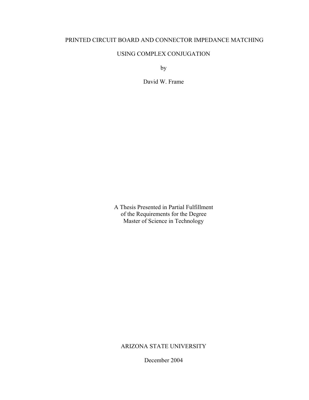 Printed circuit board and connector impedance matching using complex conjugation by Frame D
