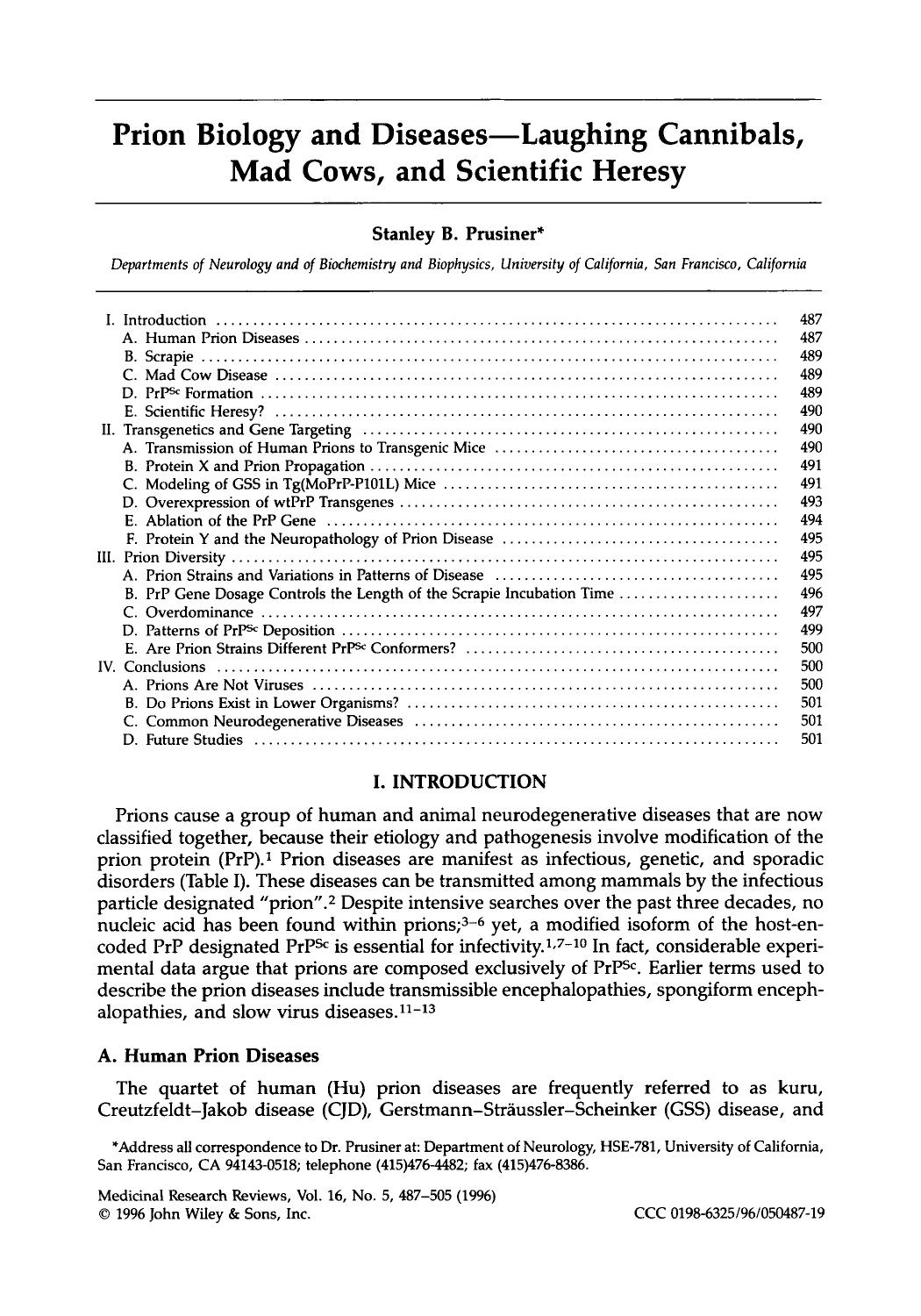 Prion biology and diseases-laughing cannibals, mad cows, and scientific heresy by Unknown