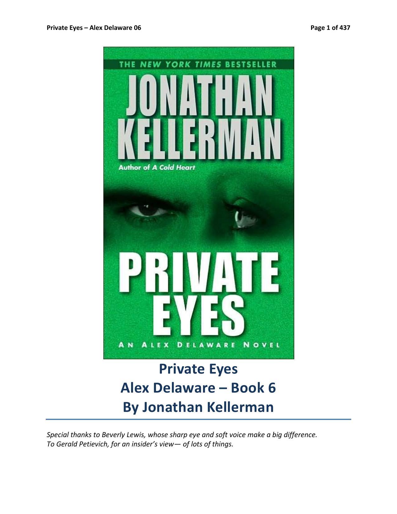 Private Eyes by Jonathan Kellerman